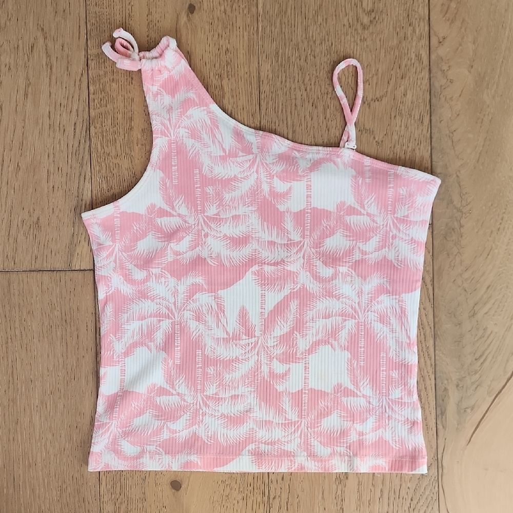 Old Navy Pink and White Asymmetrical Sleeveless Tank Top